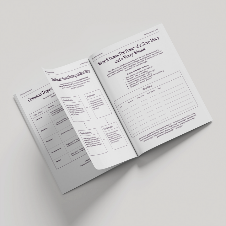 Open book with pages showing text and forms on a light gray background